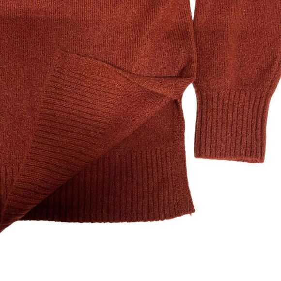Madewell Bartlett V Neck Pullover Sweater Wool Blend Burnished Orange XS - Picture 8 of 14
